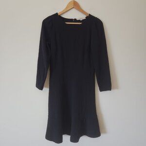 LOFT Dress Women Black Mini 3/4 Sleeve Zip With Hook Floral Flare Formal Size 2